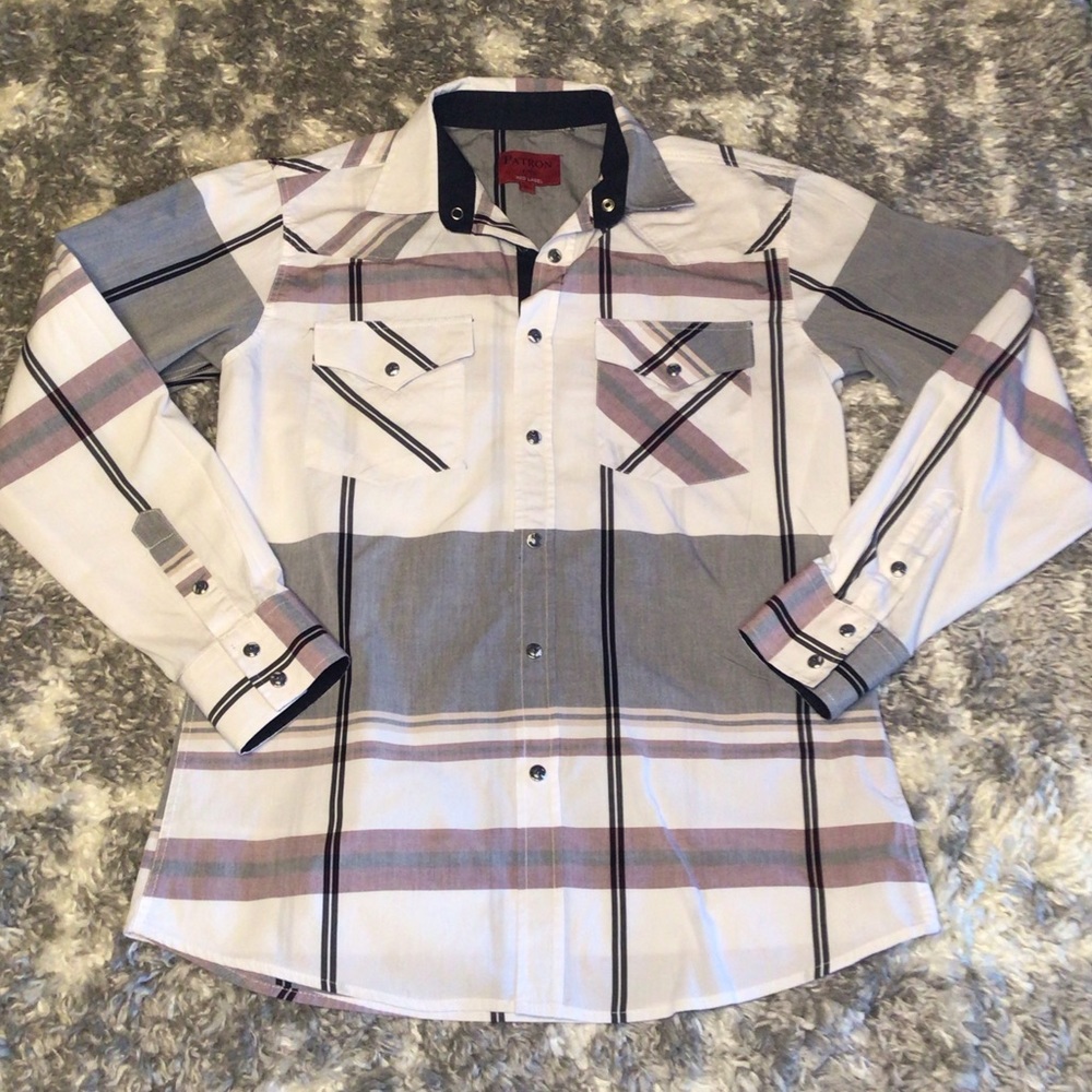 PATRON Color Block Western CowBoy 🤠 Pearl Snap Button down Shirt